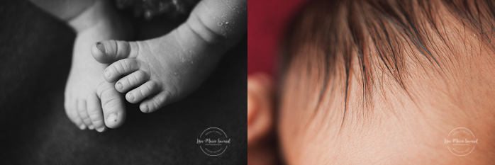 Baby boy newborn session in studio neutral colours red gray unisex. Bébé Aiden séance nouveau-né bébé en studio à Montréal. Photographe nouveau-né Montréal | Lisa-Marie Savard Photographie | Montréal, Québec | www.lisamariesavard.com