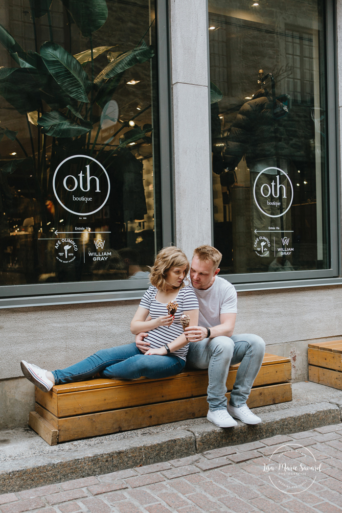 Urban maternity photos. Maternity photos by the river. Maternity photos ice cream. Maternity photos Montreal. Old Port of Montreal maternity session. Séance de maternité dans le Vieux-Port de Montréal. Photographe de maternité à Montréal. Montreal maternity photographer | Lisa-Marie Savard Photographie | Montréal, Québec | www.lisamariesavard.com