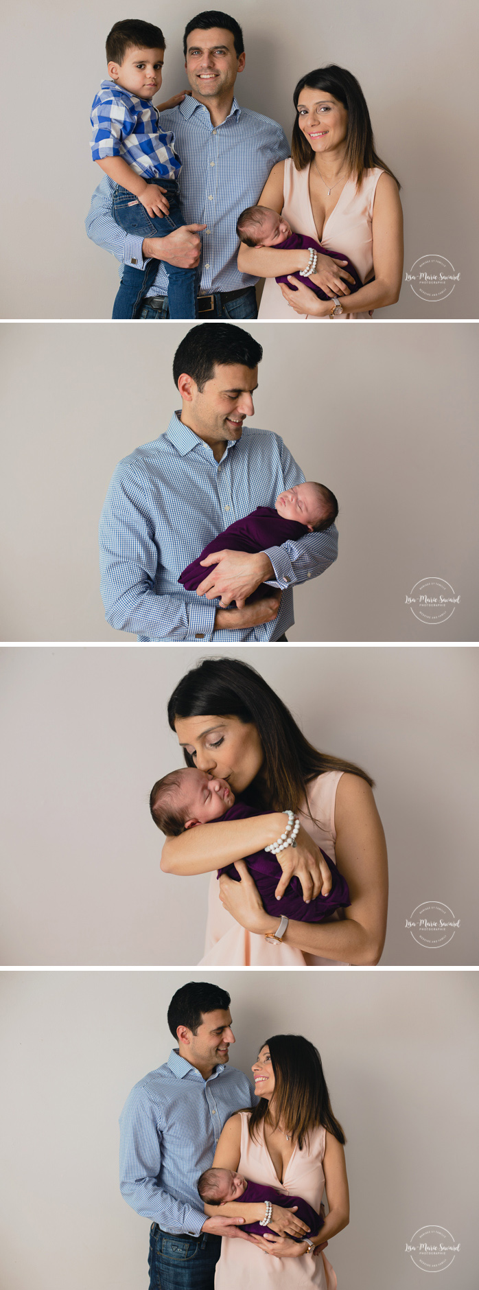 Newborn with parents. Newborn parents pose. Newborn with mom. Newborn with dad. Newborn family pose. Newborn baby girl. Newborn session ideas. Simple clean minimalist newborn photos. Organic neutral newborn photos. Baby girl organic floral tie back headband. Photographe de nouveau-né à Montréal. Séance photo nouveau-né en studio à Montréal. Montreal newborn photographer. In-studio newborn session Montreal | Lisa-Marie Savard Photographie | Montréal, Québec | www.lisamariesavard.com