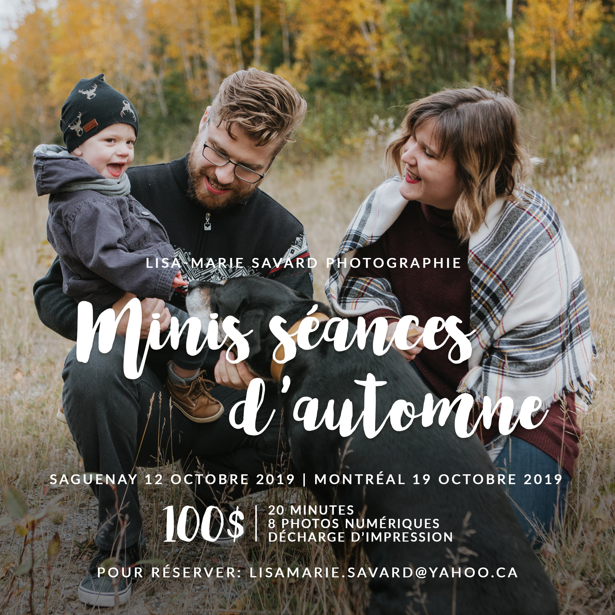 Minis séances d'automne à Montréal et Saguenay 2019. Montreal fall mini sessions 2019