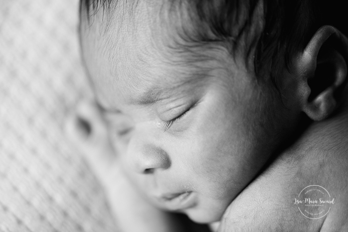 Preemie newborn photos. NICU newborn session. Mixed baby photos. Newborn macro photos of face profile.