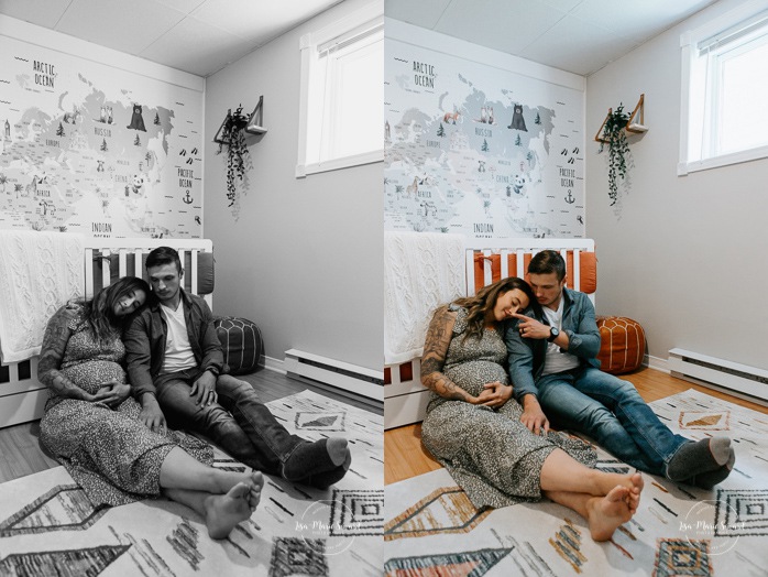 In-home maternity photos. Lifestyle maternity session. Nursery maternity photos. Photos de maternité au Saguenay. Séance maternité Saguenay. Photographe Saguenay. Saguenay photographer
