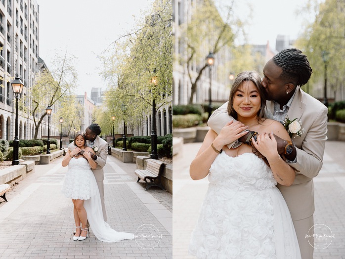 Urban wedding photos. Downtown wedding photos. Urban elopement photos. Old Montreal wedding photos. Montreal elopement wedding. Elopement à Montréal. Fugue amoureuse Montréal. Photographe de mariage à Montréal. Montreal wedding photographer.