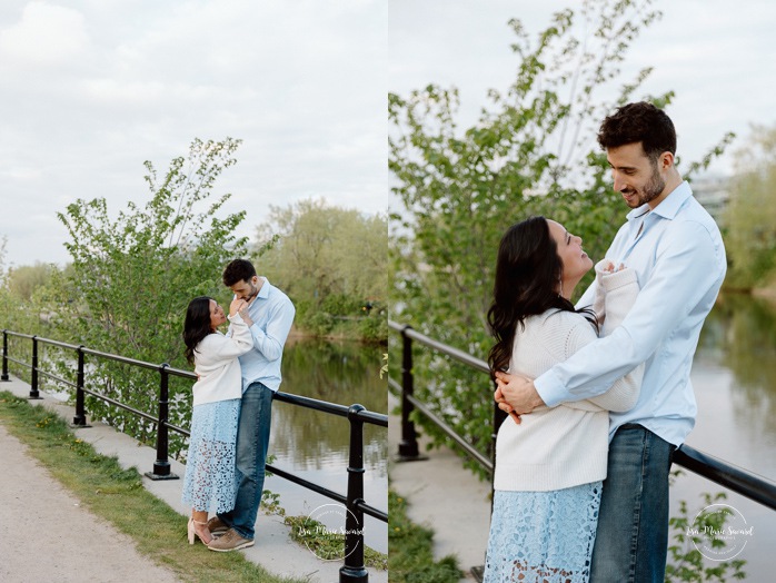 Spring engagement photos. Urban engagement photos. Downtown engagement photos. Portrait de couple à Montréal. Photographe de fiançailles à Montréal. Montreal engagement photos. Montreal engagement photographer. Canal de Lachine Petite Bourgogne.