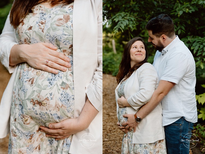 Urban park maternity photos. Romantic maternity photos. Garden maternity photos. Photos de maternité à Laval au Centre de la Nature. Laval maternity photos. Photographe à Laval. Laval photographer.