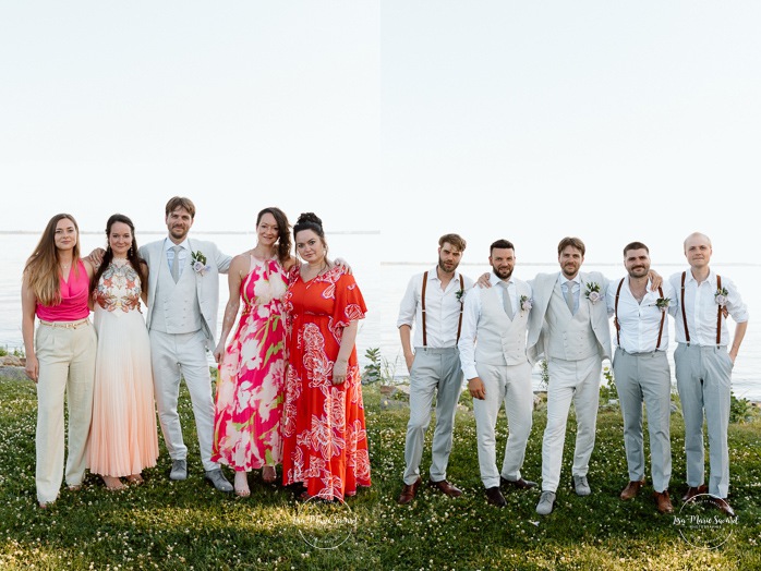 Lakefront wedding family photos. Waterfront wedding photos. Mariage à la Pointe-du-Moulin. Photographe mariage à Montréal. Pointe-du-Moulin wedding. Montreal wedding photographer.