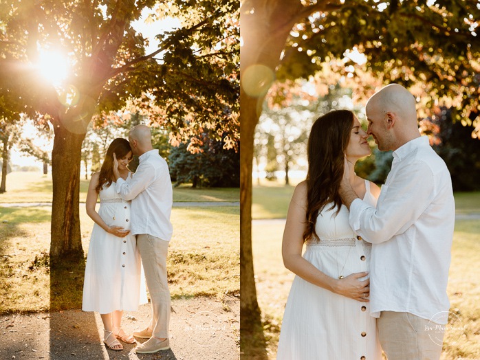 Golden hour maternity photos. Urban park maternity photos. Romantic maternity photos. Photographe à Lachine. Lachine photographer. Séance photo au parc René-Lévesque. Photos de maternité à Lachine.