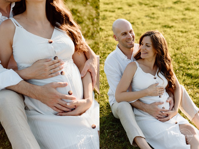 Golden hour maternity photos. Urban park maternity photos. Romantic maternity photos. Photographe à Lachine. Lachine photographer. Séance photo au parc René-Lévesque. Photos de maternité à Lachine.