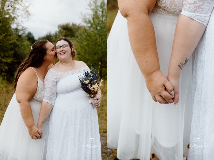 Two brides wedding photos. Same sex wedding photos. Plus size brides wedding photos. Mariage avec deux femmes. Mariage LGBTQ+ au Saguenay-Lac-Saint-Jean. Photographe de mariage au Saguenay.