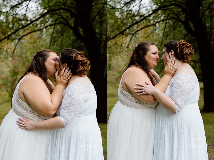 Two brides wedding photos. Same sex wedding photos. Plus size brides wedding photos. Mariage avec deux femmes. Mariage LGBTQ+ au Saguenay-Lac-Saint-Jean. Photographe de mariage au Saguenay.