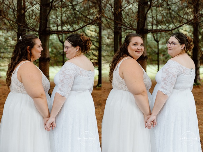 Two brides wedding photos. Same sex wedding photos. Plus size brides wedding photos. Mariage avec deux femmes. Mariage LGBTQ+ au Saguenay-Lac-Saint-Jean. Photographe de mariage au Saguenay.