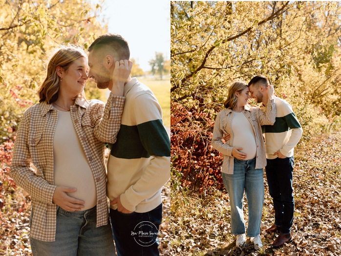 Fall maternity photos. Colorful fall maternity session. Mini séance d'automne à Montréal. Photos de famille en automne à Montréal. Montreal fall mini session. Montreal fall family photos.