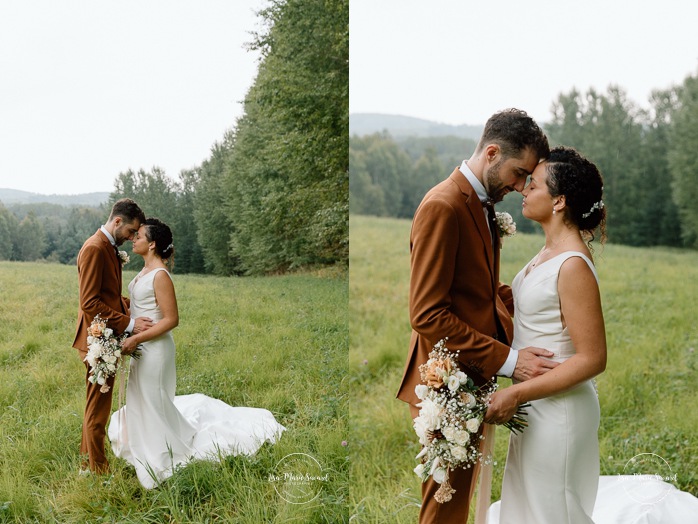 Romantic wedding photos. Rustic wedding photos. Biracial wedding photos. Multicultural wedding photos. Mariage au Baluchon Éco-Villégiature. Auberge Le Baluchon. Photographe mariage Trois-Rivières.