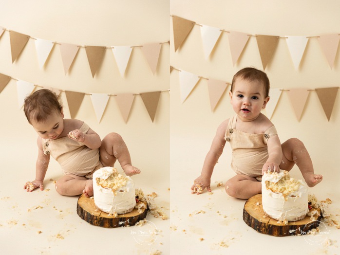 Smash the Cake for little boys. Masculine Smash the Cake ideas. Simple Smash the Cake ideas. Minimalist Smash the Cake photos. Photographe de Cake Smash pour garçon à Montréal. Photographe Cake Smash Montréal. Montreal Smash the Cake photographer. Montreal Cake Smash photographer.