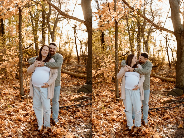 Fall maternity photos. Forest maternity photos. Wood maternity photos. Séance photo au belvédère Camillien-Houde. Photos sur le Mont-Royal. Photographe à Montréal. Montreal photographer.