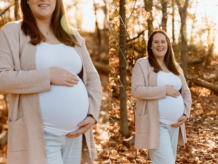 Fall maternity photos. Forest maternity photos. Wood maternity photos. Séance photo au belvédère Camillien-Houde. Photos sur le Mont-Royal. Photographe à Montréal. Montreal photographer.