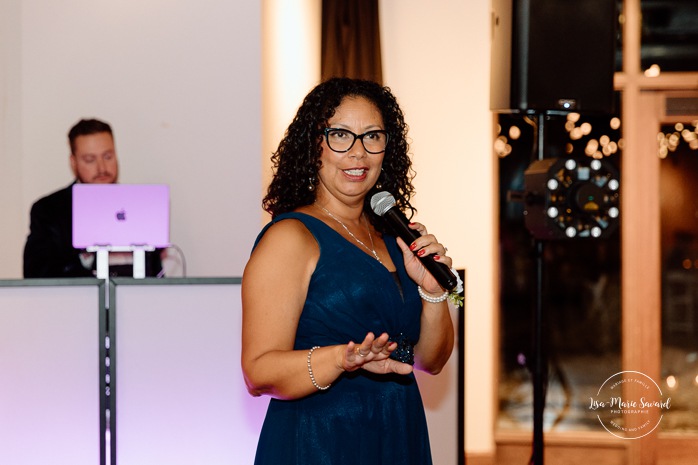 Wedding reception speech ideas. Mariage au Grand Lodge Mont-Tremblant. Photographe de mariage à Mont-Tremblant. Grand Lodge Mont-Tremblant wedding. Mont Tremblant wedding photographer.