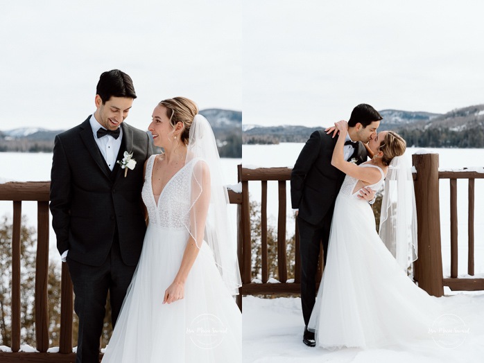 Winter wedding photos ideas. Rooftop wedding photos. Mariage au Grand Lodge Mont-Tremblant. Photographe de mariage à Mont-Tremblant. Grand Lodge Mont-Tremblant wedding. Mont Tremblant wedding photographer.