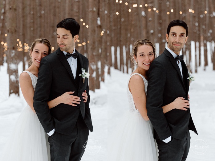 Winter wedding photos ideas. Winter forest wedding photos. Snowy wedding photo. Mariage au Grand Lodge Mont-Tremblant. Photographe de mariage à Mont-Tremblant. Grand Lodge Mont-Tremblant wedding. Mont Tremblant wedding photographer.