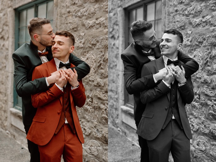Mariage intime dans le Vieux-Montréal. Photographe de mariage LGBTQ+ friendly à Montréal. Old Montreal intimate wedding photos. Montreal LGBTQ+ friendly photographer.