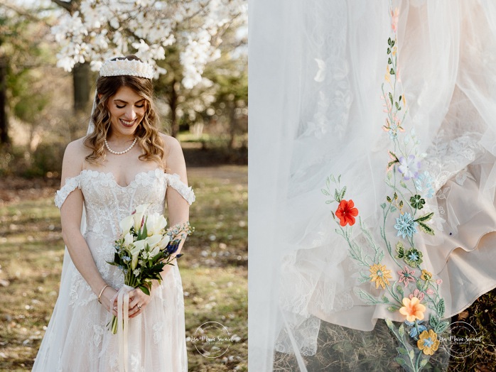 Spring wedding photos. Romantic wedding photos. Mariage au Pavillon de la Jamaïque à Montréal. Photographe de mariage à Montréal. Jardin des Floralies. Jamaica Pavilion wedding. Montreal wedding photographer. Floralies Gardens.