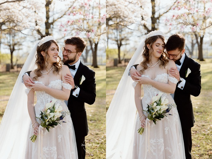 Spring wedding photos. Romantic wedding photos. Mariage au Pavillon de la Jamaïque à Montréal. Photographe de mariage à Montréal. Jardin des Floralies. Jamaica Pavilion wedding. Montreal wedding photographer. Floralies Gardens.