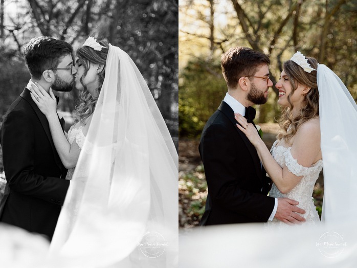 Spring wedding photos. Romantic wedding photos. Mariage au Pavillon de la Jamaïque à Montréal. Photographe de mariage à Montréal. Jardin des Floralies. Jamaica Pavilion wedding. Montreal wedding photographer. Floralies Gardens.