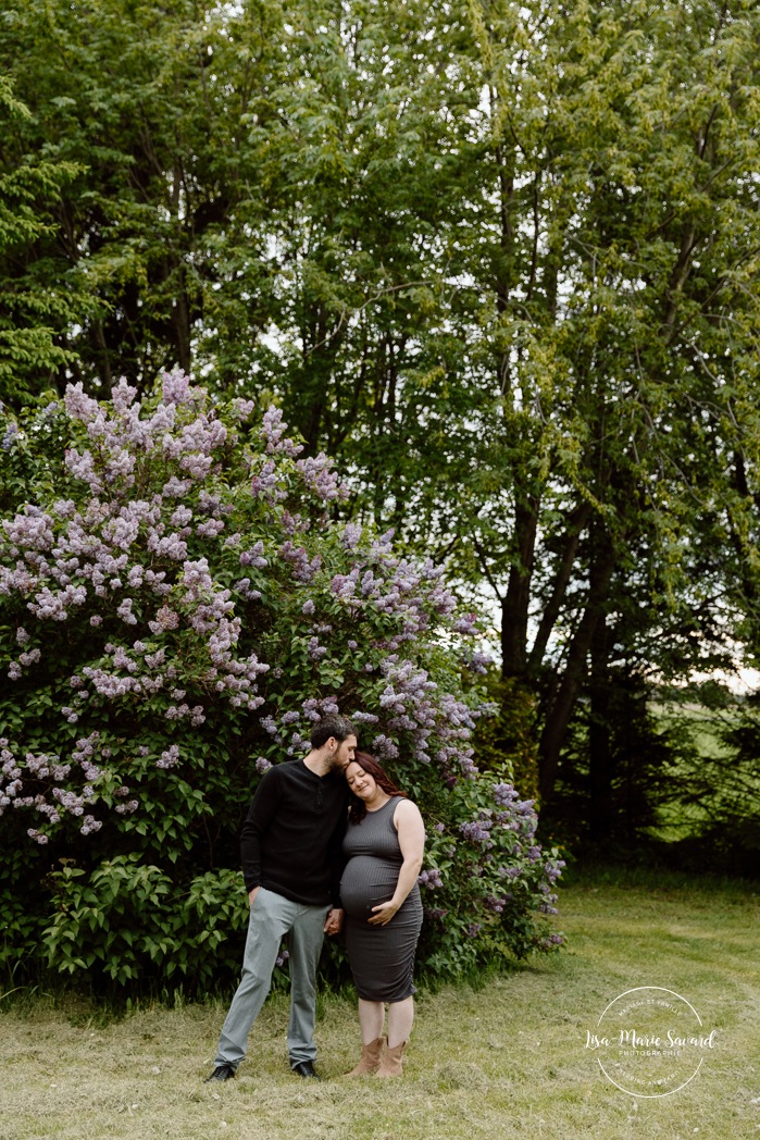 Countryside maternity photos. Séance maternité à la ferme avec des vaches. Dairy farm maternity photos. Photographe de maternité en Montérégie. Monteregie maternity photographer.