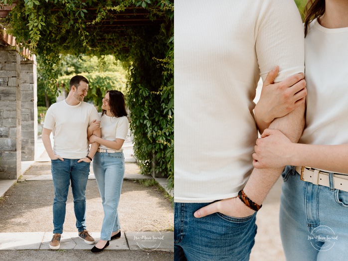 Botanical garden engagement photos. Botanical garden couple photos. Séance photo au Jardin botanique de Montréal. Photographe de fiançailles à Montréal. Montreal Botanical Garden photoshoot. Montreal engagement photographer.