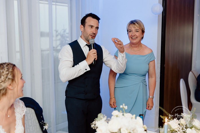 Candid wedding reception photos. Mariage au bord du Lac-Saint-Jean. Auberge des Îles. Photographe mariage Saguenay-Lac-Saint-Jean