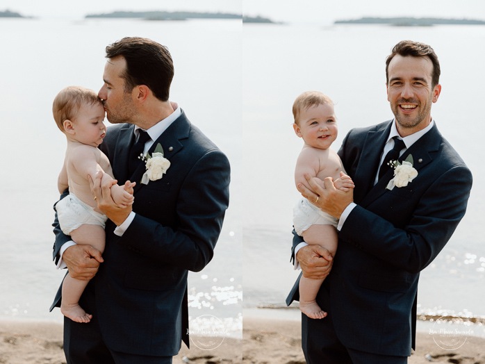 Wedding photos with children. Beach wedding photos. Lakefront wedding photos. Mariage au bord du Lac-Saint-Jean. Auberge des Îles. Photographe mariage Saguenay-Lac-Saint-Jean