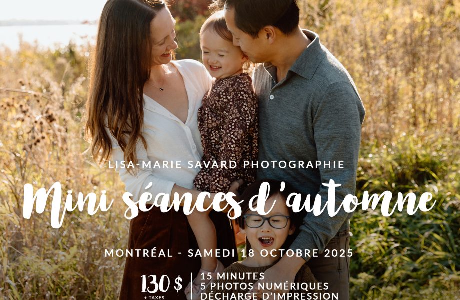 Mini séances d'automne à Montréal 2025. Mini séances photo Montréal. Montreal fall mini sessions. Montreal mini session photographer.