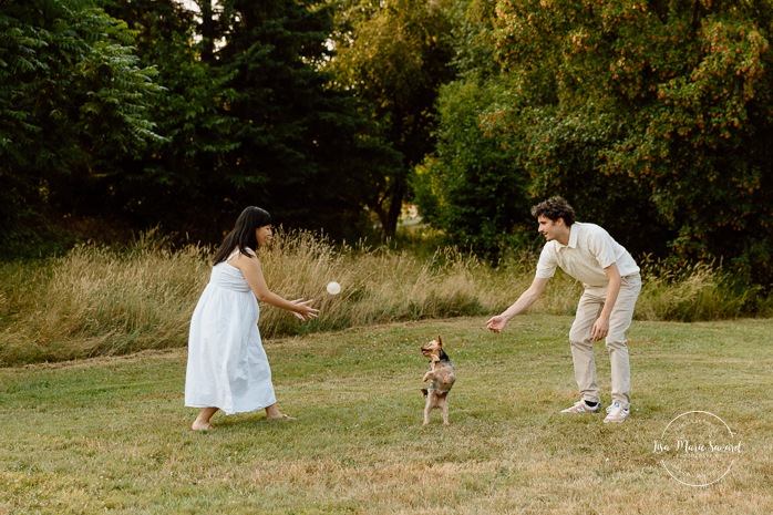 Maternity photos with dog. Maternity photos with pet. Countryside maternity photos. Wild field maternity photos. Séance photo au parc Maisonneuve. Maisonneuve Park photoshoot. Photographe maternité à Montréal. Montreal maternity photographer.