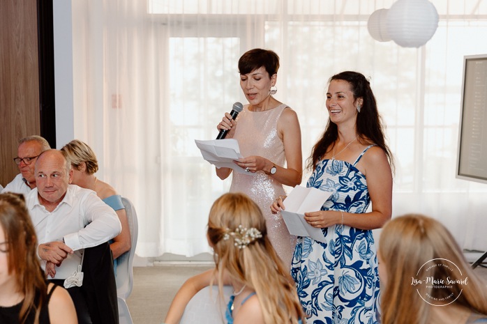 Candid wedding reception photos. Mariage au bord du Lac-Saint-Jean. Auberge des Îles. Photographe mariage Saguenay-Lac-Saint-Jean