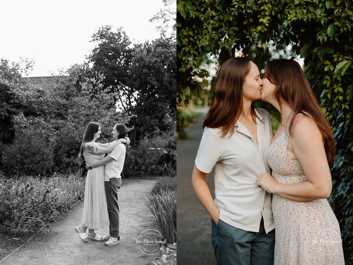 Same sex engagement photos. Lesbian engagement photos. Botanical garden engagement photos. Photographe de demande en mariage à Montréal. Demande en mariage surprise à Montréal. Montreal proposal photographer. Montreal surprise proposal. Jardin botanique de Montréal