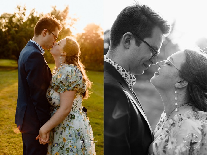 Golden hour wedding photos. Sunset wedding photos. Romantic wedding photos. Plus size bride wedding photos. Mariage en Estrie dans un chalet. Photographe de mariage dans les Cantons-de-l'Est. Eastern Township wedding photographer.