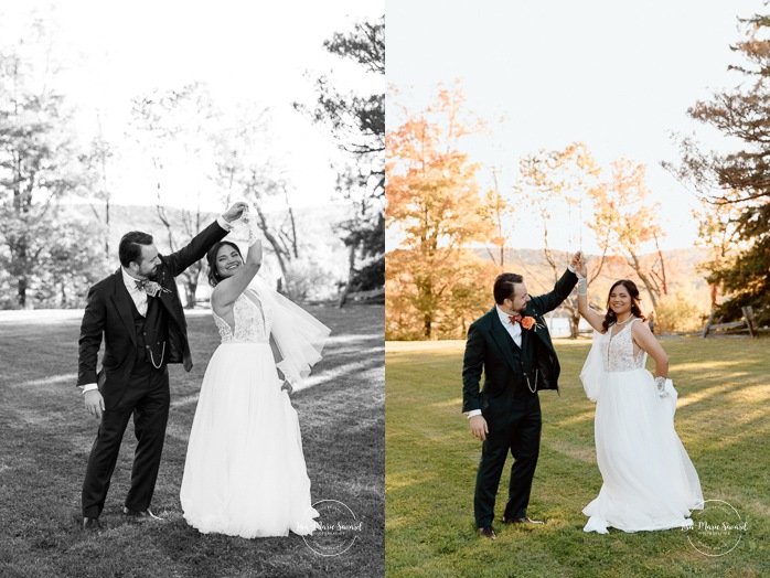 Fall wedding photos. Romantic wedding photos. Multicultural wedding photos. Mixed couple photos. Mariage au Manoir du lac Delage. Photographe de mariage Ville de Québec. Quebec City wedding photographer. Manoir du lac Delage wedding.