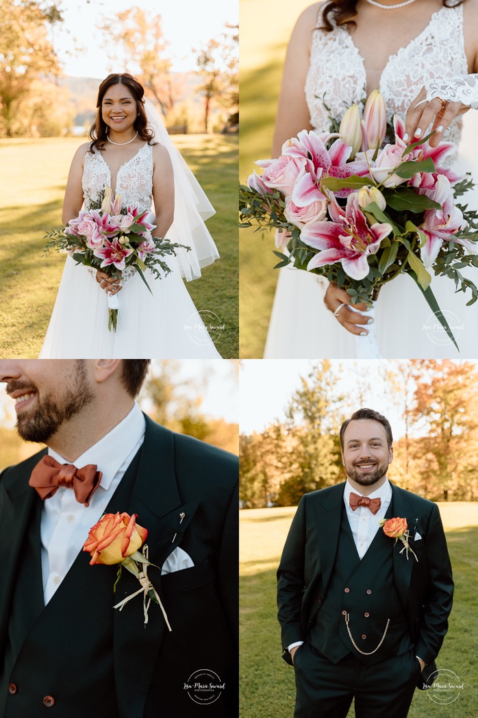 Fall wedding photos. Romantic wedding photos. Multicultural wedding photos. Mixed couple photos. Mariage au Manoir du lac Delage. Photographe de mariage Ville de Québec. Quebec City wedding photographer. Manoir du lac Delage wedding.