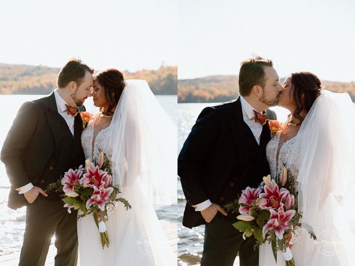 Lakefront wedding photos. Fall wedding photos. Mariage au Manoir du lac Delage. Photographe de mariage Ville de Québec. Quebec City wedding photographer. Manoir du lac Delage wedding.