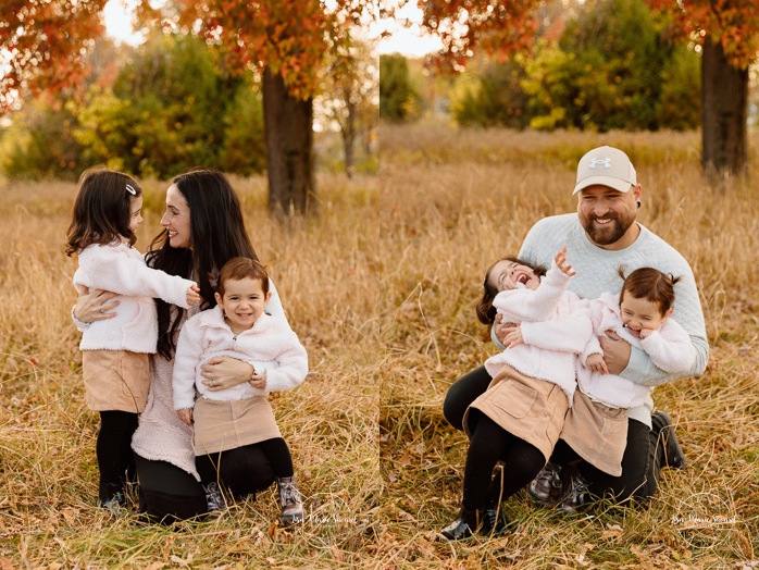Fall family photos. Family photos with two girls. Countryside family photos. Mini séances d'automne à Montréal. Montreal fall mini sessions. Photos en automne à Montréal. Montreal fall photoshoot.