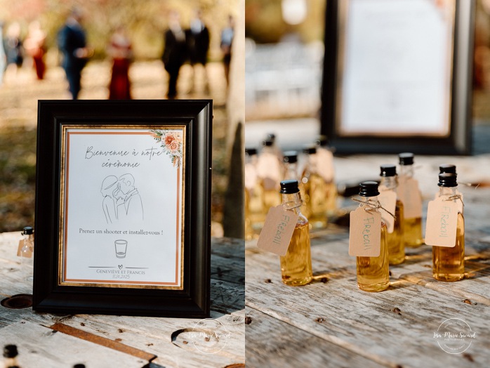 Fall wedding decor ideas. Outdoor fall wedding ceremony. Mariage au Domaine St-Simon en automne. Photographe de mariage en Montérégie. Domaine St-Simon wedding.