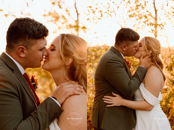Fall wedding photos ideas. Golden hour wedding photos. Romantic wedding photos. Mariage au Domaine St-Simon en automne. Photographe de mariage en Montérégie. Domaine St-Simon wedding.