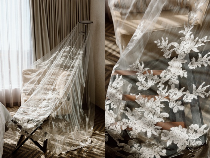 Bridal flat lay with accessories. Sheraton St-Hyacinthe. Mariage au Domaine St-Simon en automne. Photographe de mariage en Montérégie. Domaine St-Simon wedding.