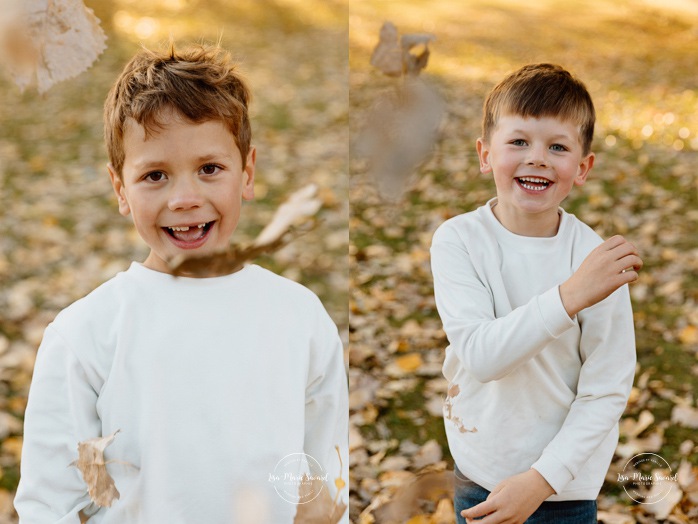 Brothers playing together. Fall family photos. Fun family photos. Séance photo de famille à Montréal. Montreal family photoshoot. Photographe de famille à Montréal. Montreal family photographer. Séance photo Vieux Lachine. Old Lachine photos.
