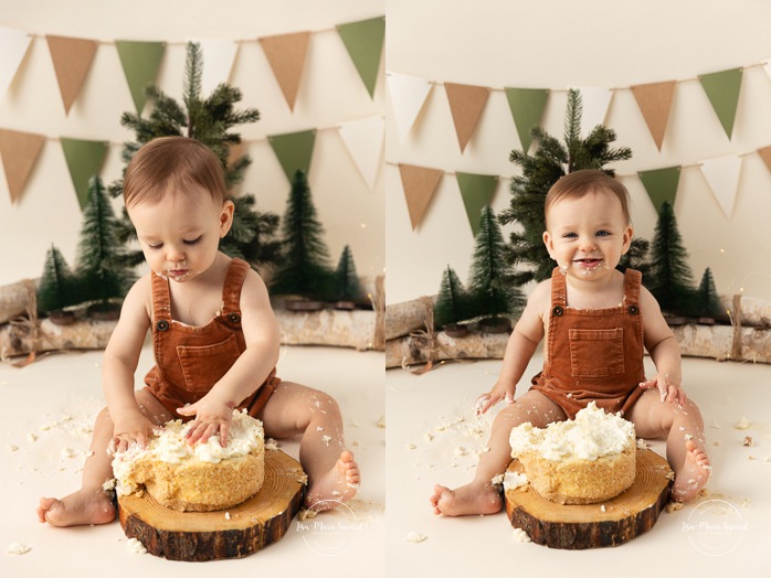 Winter wonderland Cake Smash photos. Winter Smash the Cake photos. Minimalist Cake Smash photos. Séance photo Cake Smash à Montréal. Photographe enfant Montréal. Montreal Cake Smash photoshoot. Montreal children photographer.