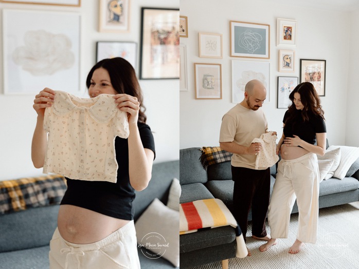 In-home maternity photos. Living room maternity photos. Simple at-home maternity photos. Photos de maternité à domicile à Montréal. Photographe maternité Montréal. Montreal in-home maternity photos. Montreal maternity photographer.