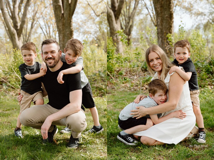 Spring family photos. Fun outdoor family photos. Photos de famille au berges de Verdun. Mini séances familiales 2025. Photographe à Montréal. Montreal photographer. Montreal family mini session.