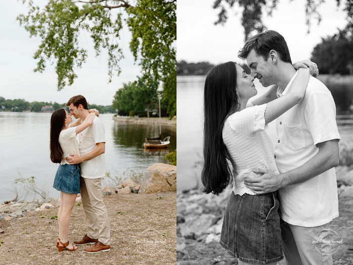 Riverfront engagement photos. Natural engagement photos. Séance fiançailles sur la Rive-Nord. Photographe de couple à Montréal. North Shore engagement session. Montreal engagement photographer.