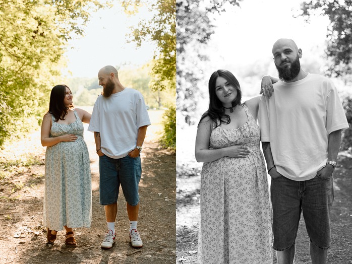 Summer maternity photos. Urban park maternity photos. Séance photo au parc Angrignon. Angrignon Park photoshoot. Photographe maternité Montréal. Montreal maternity photographer.