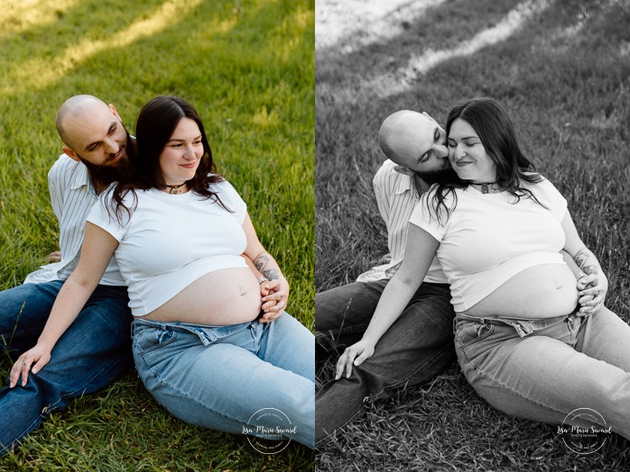 Summer maternity photos. Urban park maternity photos. Séance photo au parc Angrignon. Angrignon Park photoshoot. Photographe maternité Montréal. Montreal maternity photographer.